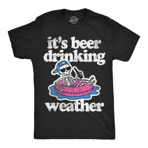 Mens Funny T Shirts Its Beer Drinking Weather Sarcastic Partying Graphic Novelty Tee For Men Mens Funny T Shirts Cool Vintage Fashion T-Shirt Gift Classic Menswear Drinking Apparel for Men Funny Beer Short Black -