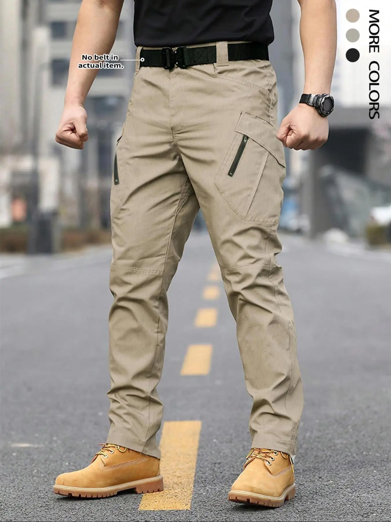 Men's Solid Color Flap Pocket Zipper Fly Cargo Pants without Belt Accessories, Casual Comfy Button Fly Trousers for Daily Wear, Men's Bottoms for All