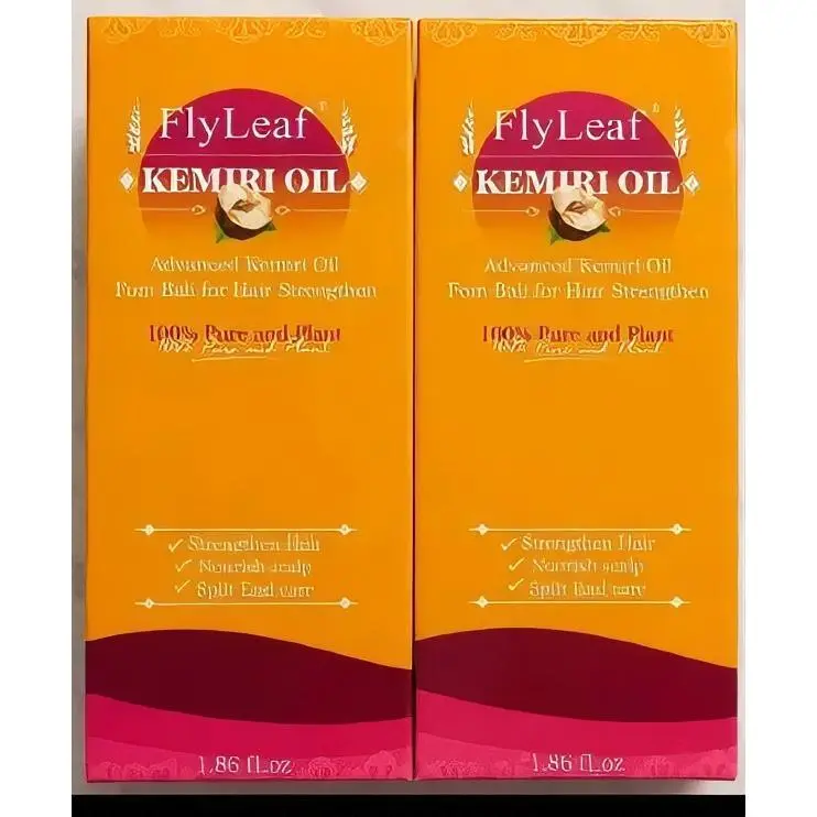 FlyLeaf Kemiri Oil Liquid - Alcohol-Free Advanced Hair Strengthener from Bali, 100% Pure Plant-Based, 1.86 fl.oz. for Scalp Care and Split End Haircare