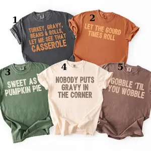 Custom Funny Thanksgiving Shirt, Gobble Til You Wobble, Distressed Turkey Day Shirt, Group Family Fall Matching Shirts, Soft Cotton Tee Shirt For Men Women