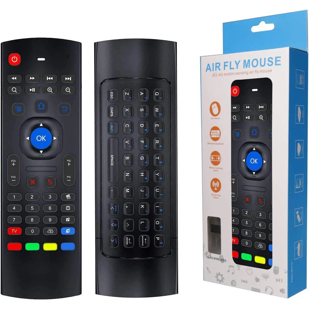 2.4G Wireless Air Mouse Remote with QWERTY Keyboard, Motion Sensor & Multimedia Control Android Compact Device Remote Control