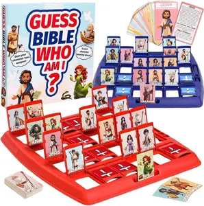 Bible “Who I Am” Board Game for Kids and Family – Includes 24 Bible Character Cards with Life Stories and Verses, Educational Trivia Set for Sunday School, Youth Groups, and Teens