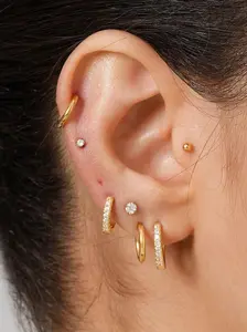 Stainless Steel Earrings Set, Fashionable Multi-hole Earrings Set, Suitable for Second Ear Hole Cartilage Earrings, Small Earrings, Stud Earrings Jewelry, Studs Earrings