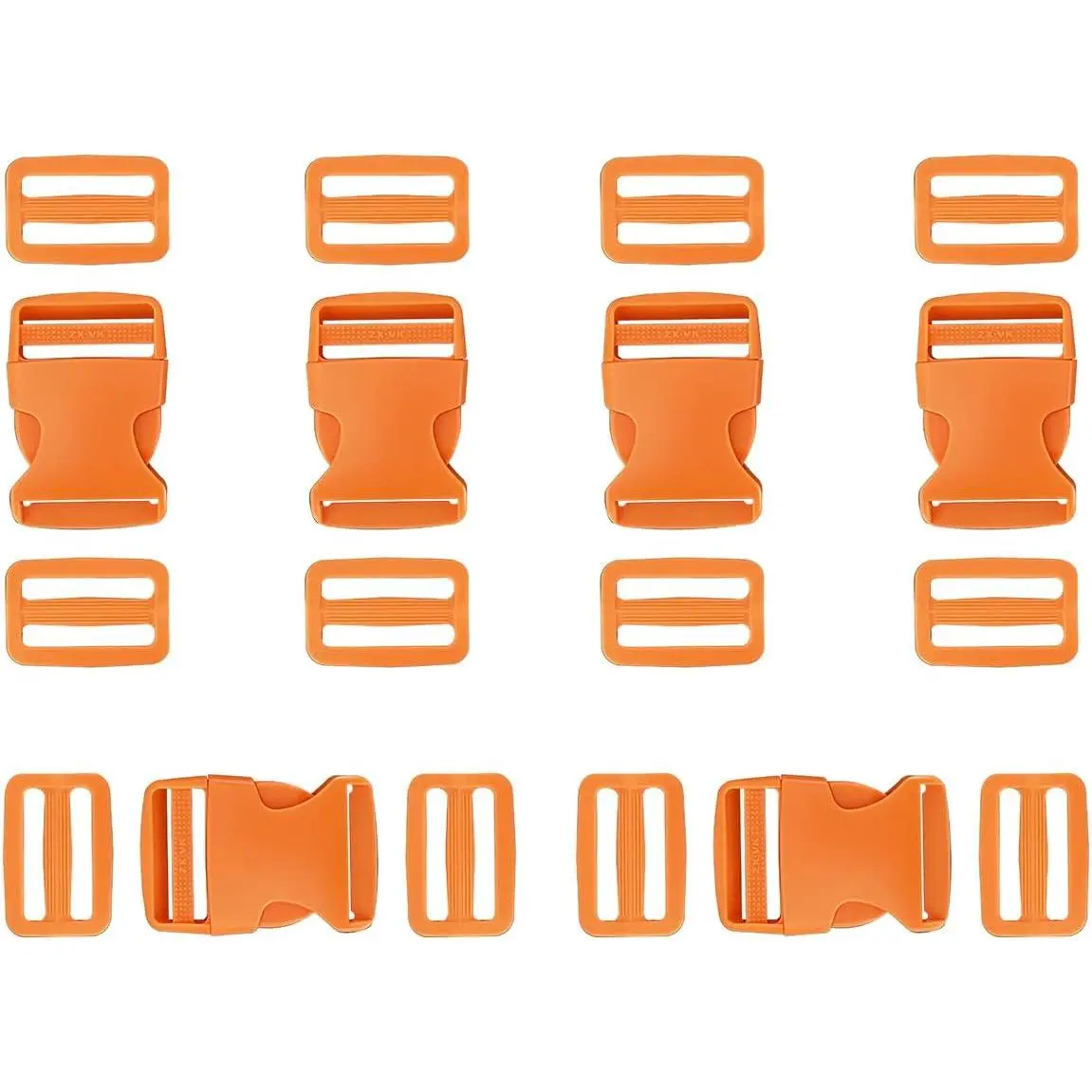 Quick Side Release Buckle 1-1/2", Buckle 6 Pcs+ Tri-Glide Slide 12 Pcs, Heavy Duty Plastic Snap Buckle Clip Clasp Fasteners for 1-1/2" Backpack Strap