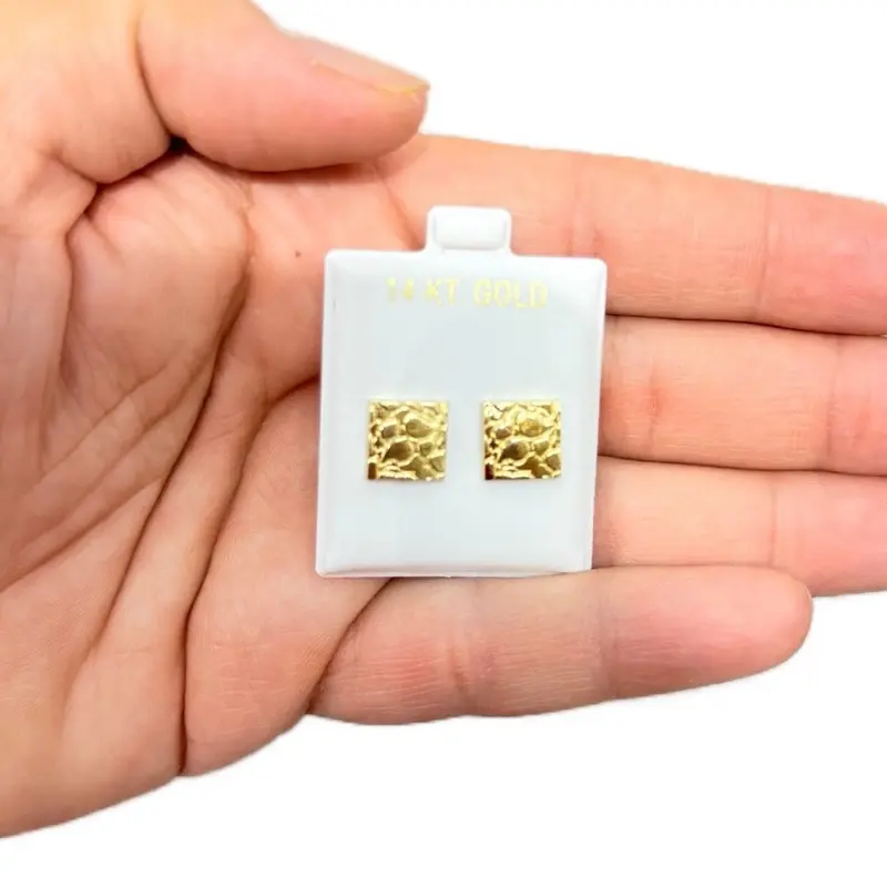 983-14K Square Nugget Stud Earrings (W.G)