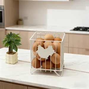 3-Color Metal Egg & Snack Storage Rack Organiser | Chicken Cutout Decorative Decor | Rust-Resistant & Lightweight (270g) | Great for Countertop, Pantry & Breakfast Nooks | #EggStorage #SnackRack #KitchenGadgets