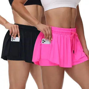 2-Piece Butterfly Shorts for Women, Flowy Spandex Athletic Shorts, Gym Yoga Tennis Golf Workout Wear, Cute Casual Summer Comfy Lounge Trendy Bottoms
