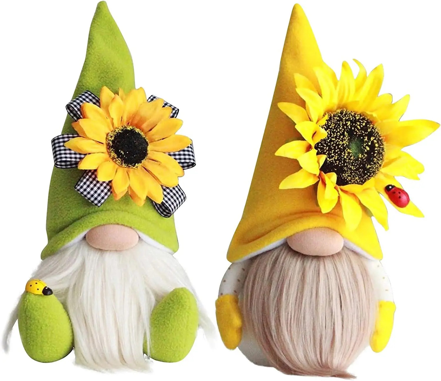 2 PCS Soft Spring Sunflower Gnome Plushies Holiday Decor Ornaments Lightweight Window Decoration