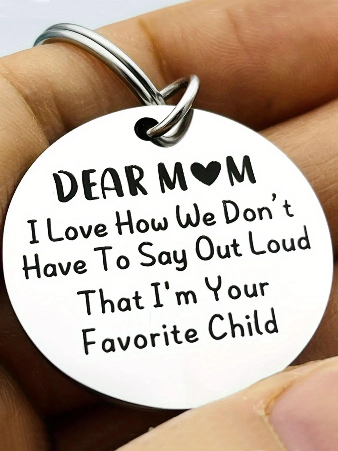 Funny Letter Pattern Keychain, Stainless Steel Keychain for Mom, Fashion Accessories for Women & Men for Daily Clothing Decor, Birthday Gift, Personalized Heart Tag
