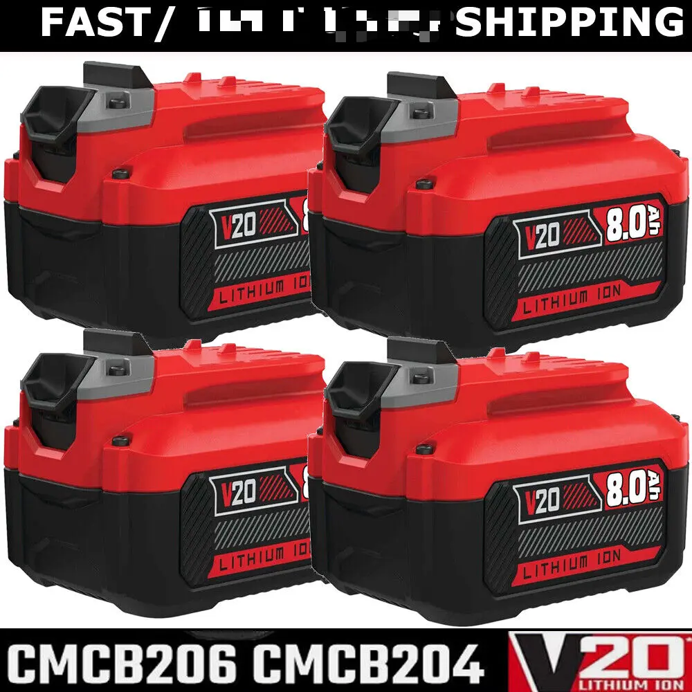 2025new 4PACK For Craftsman V20 20 Volt MAX 8.0Ah Li-ion Battery CMCB204 CMCB202 CMCB201