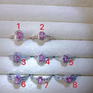 <PingEast jewelry > LANBS110----925 sterling silver ring set with a 4×6mm natural Padparadscha pink sapphire in rose gold tone, with certificate