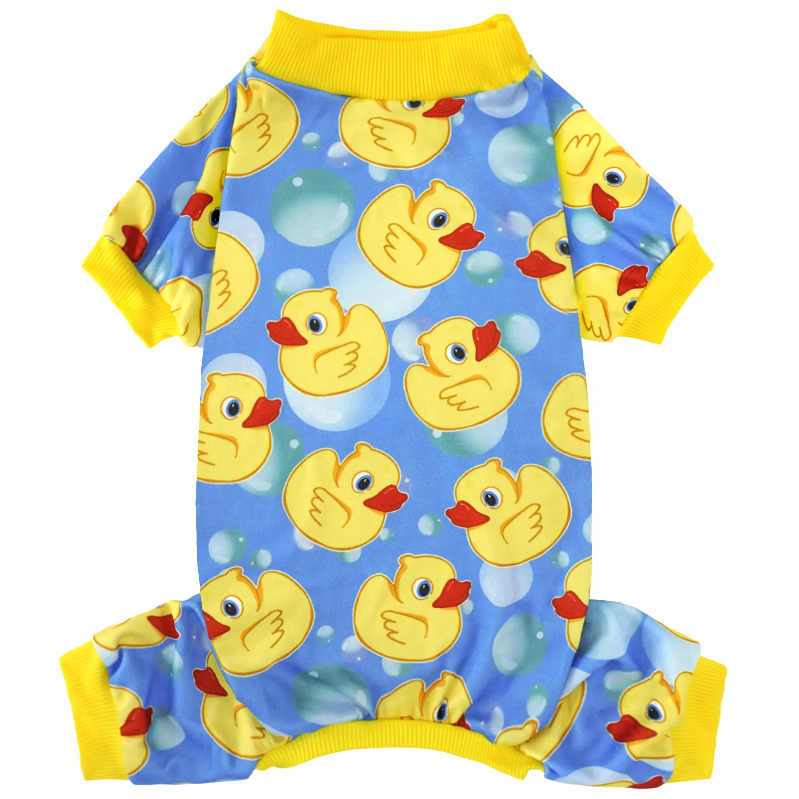 XPUDAC Bubble Duckies Print Dog Pajama Soft Warm Cozy Wear for Hairless Dogs & Cats, Stylish Look Indoor/Outdoor Pet Clothing, Universal Fit Comfortable Sleepwear,Summervibes,Petlovers Costume