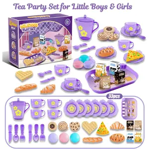 Unisex Safe Mini Kitchen Cooking Toy Set - Tea Party & Pretend Play Food Toys, Purple - 3-9 Age Kids' Pretend Dessert Play Set, Easter Gift