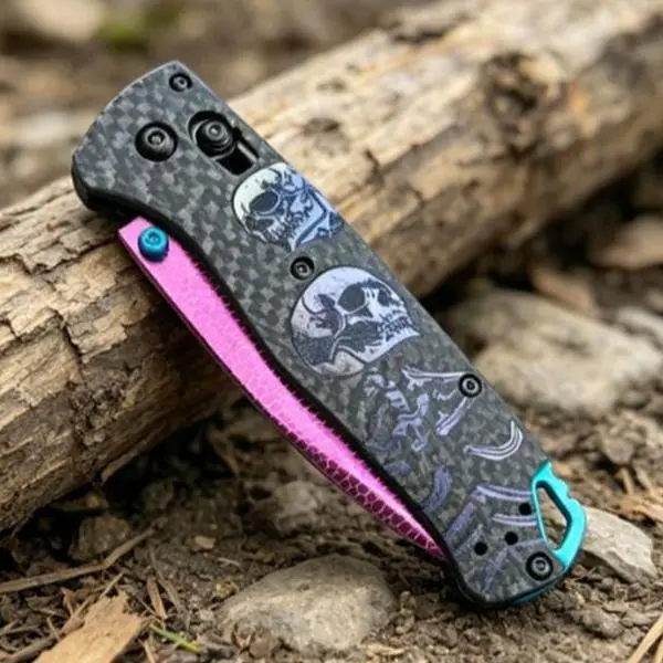 535 Outdoor Utility EDC Folding Knife| 3D Skull Handle, Color-Shifting Purple Titanium Finish, Portable Camping & Everyday Toolble outdoor camping tool set
