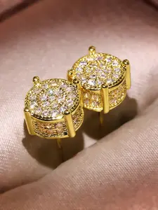 Round Artificial Zircon Decor Stud Earrings, 1/4 Pairs Earrings, Fashion Jewelry, Trendy All-match & Exquisite Jewelry