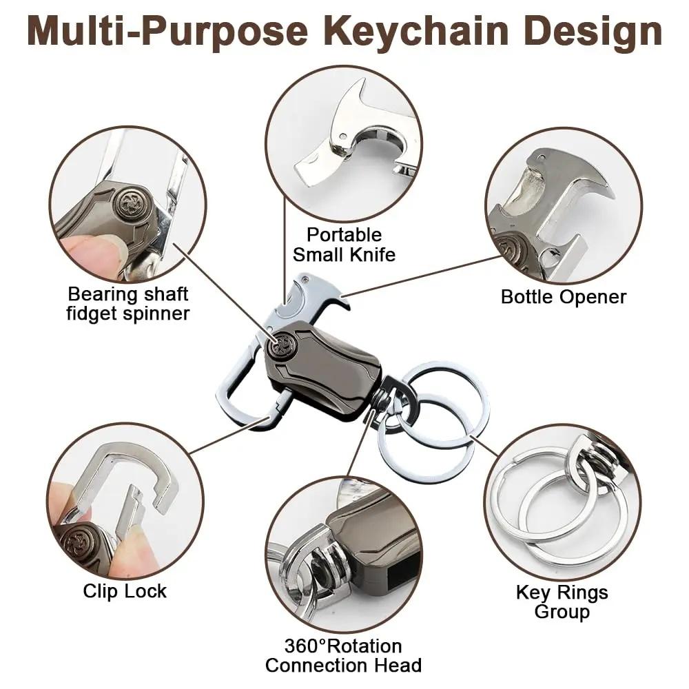 Joytutus Multifunctional Heavy-Duty Keychain - Carabiner Clip, Bottle Opener, Fidget Spinners, Compact Design, Scratch-Resistant, Fade-Resistant for Car Keys, New Year Gifts