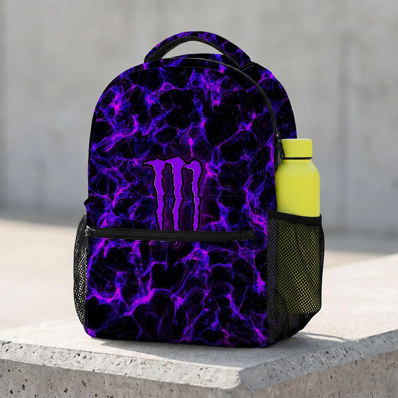 Monster-Energy Large Capacity Cute Cartoon Animal Travel Bag | Heavy Duty School Backpack with Chest Buckle | Kawaii Printed Bookbag for Boys & Girls