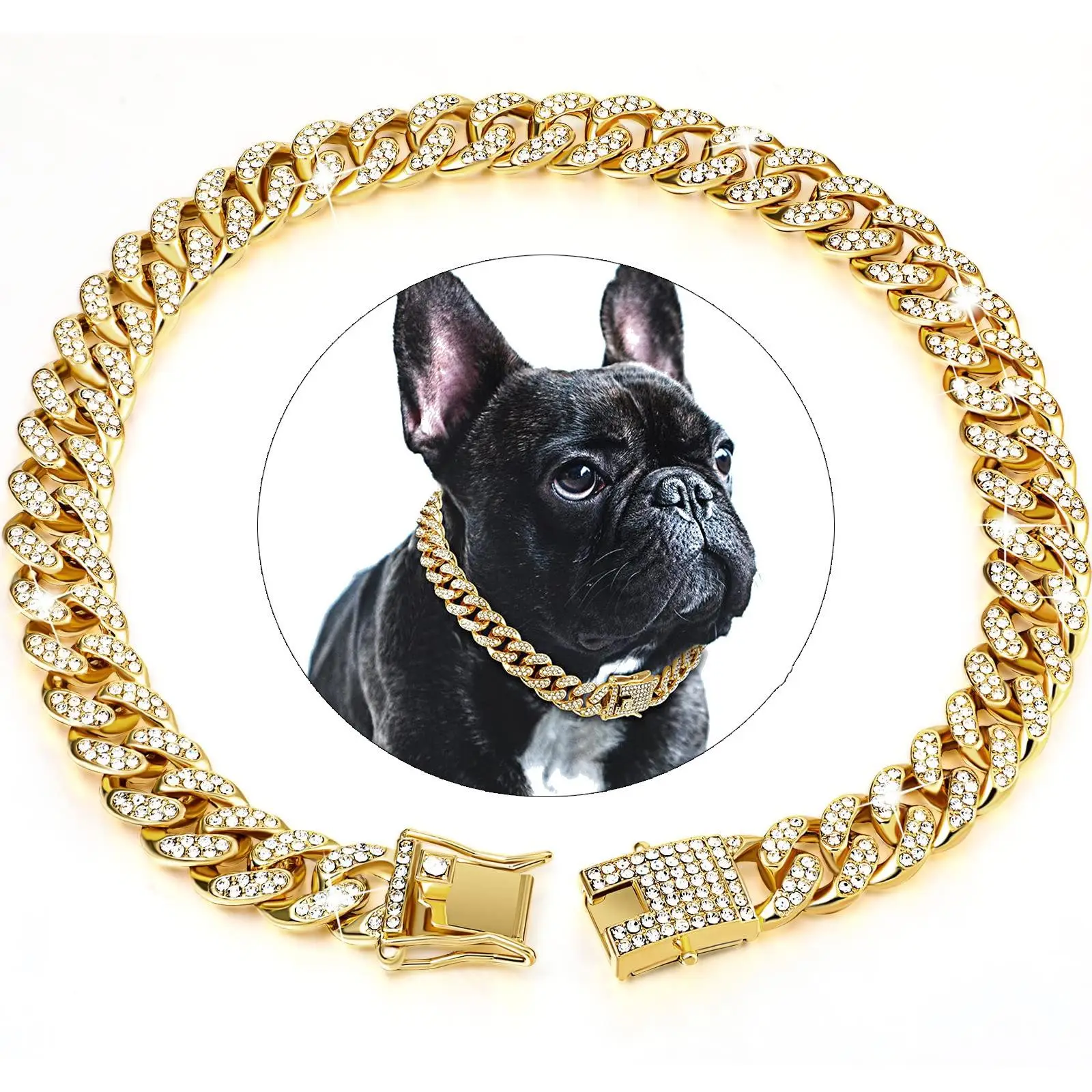 Rhinestone Decorated Dog Chain, 1 Count Pet Necklace With Secure Buckle, Fashionable Pet Accessories For Small Medium Large Dogs