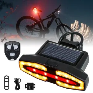 DIBMS Solar Bicycle Light, Bike Tail Light with 5 Lighting Modes, USB Rechargeable Bicycle Brake Taillights For Road, Mountain, Night Riding