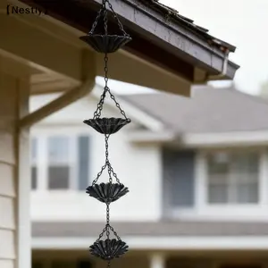 1Pcs Water Supply Chain Decoration Outdoor Rain Chain Metal Japanese Style Eaves Drainage Chain Villa Courtyard Rain Chain〔Nest〕