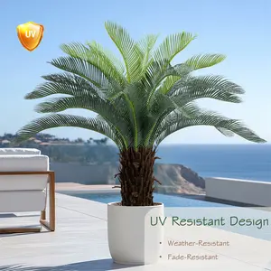 Bellacat UV-Resistant Faux Sago Palm Tree with Lifelike Bark & Realistic Leaves for Home Office Patio Decor, Sturdy Pots, Fade-Resistant Artificial Cycad Plants