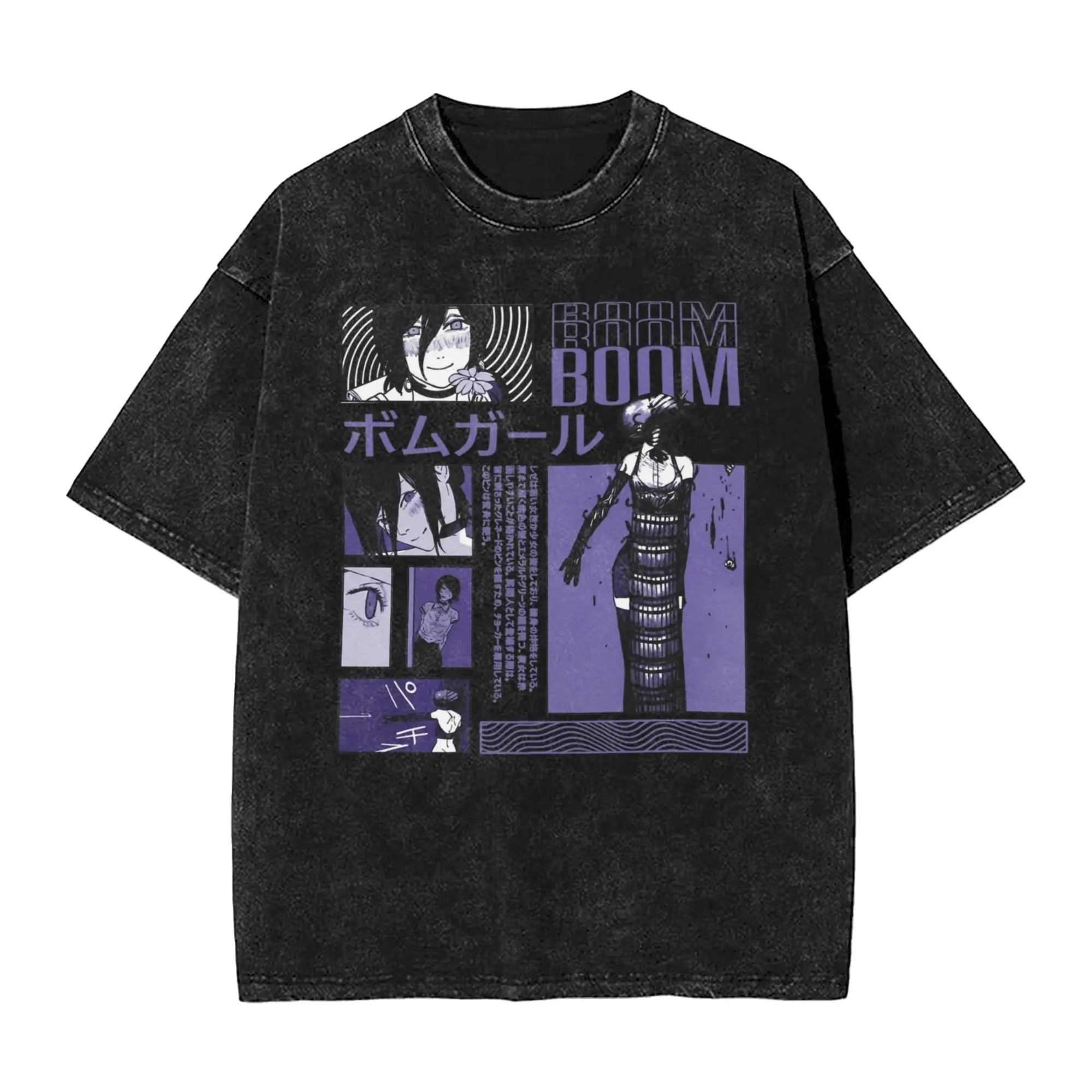 Men's Fitted Distressed Vintage Anime Valentine Festive Cotton Short-Sleeve Graphic T-Shirt - Crew Neck, Casual, All Seasons, Figure-Flattering Menswear Sports Top, Pure Cotton