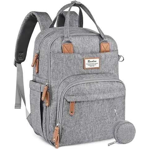 RUVALINO Multifunctional Large Capacity Waterproof Diaper Backpack - Durable, Ergonomic Design, Easy-Access Compartments, 16 Pockets, Insulated Bottle Pocket, Changing Pad, Stroller Straps, Gender-Neutral for Adult Parents (Work, Baby Shower Ready)