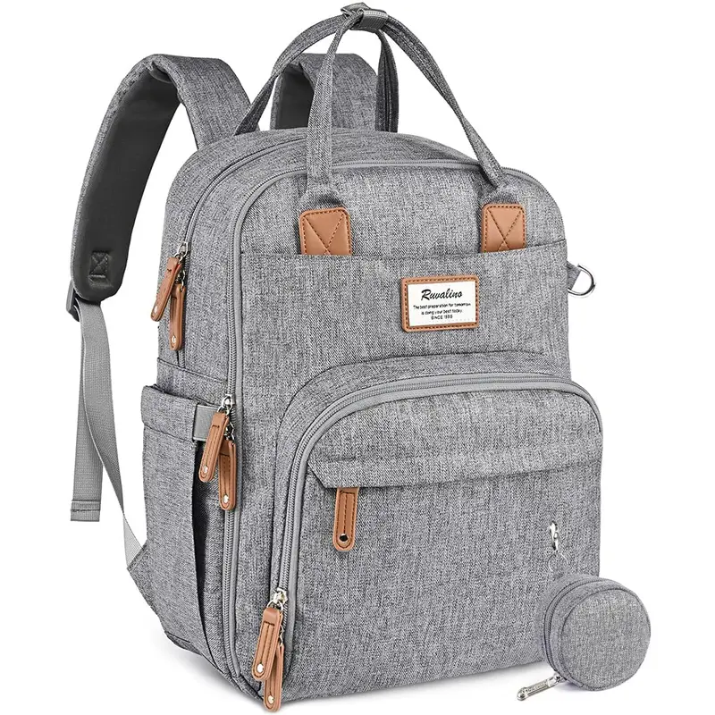 RUVALINO Multifunctional Large Capacity Waterproof Diaper Backpack - Durable, Ergonomic Design, Easy-Access Compartments, 16 Pockets, Insulated Bottle Pocket, Changing Pad, Stroller Straps, Gender-Neutral for Adult Parents (Work, Baby Shower Ready)