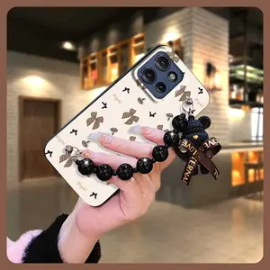Cartoon cute Phone Case For MOTO G Stylus 5G 2025 protective case Back Cover Anti-knock soft case Black pearl pendant Waterproof Dirt-resistant Simplicity Bear bracelet