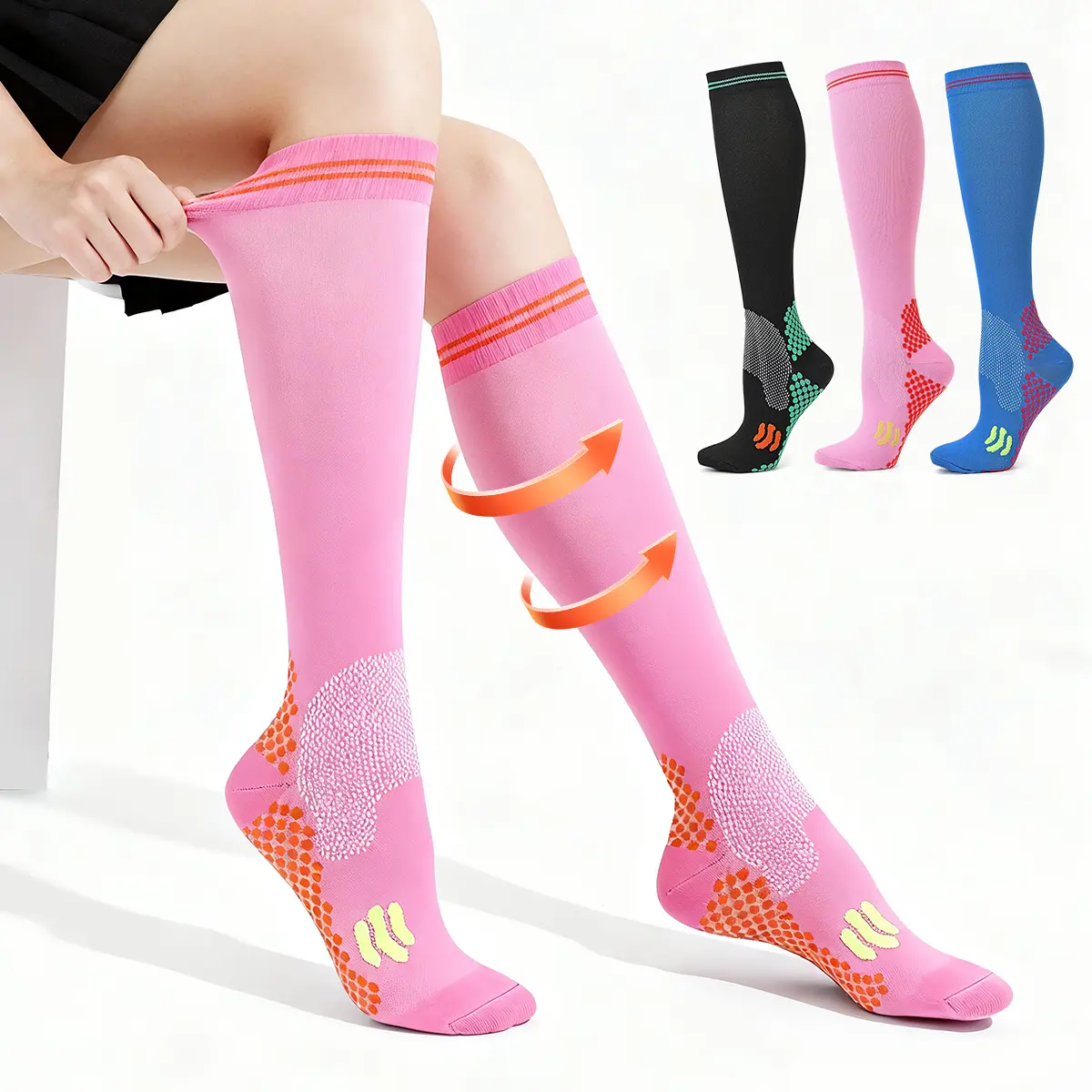 3 Pairs Compression Socks for Women & Men, 20-30mmHg Circulation Support for Athletic Travel Daily Wear