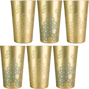 Aluminum Cups for Drinks, Metal Color-Changing Golden Tumbler, Aluminum 20oz Cup, Set of 6