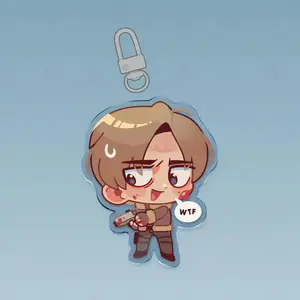 Leon Kennedy Keychain Acrylic Charm - Resident Evil Keychain - Cute Acrylic Cartoon Keychain, Funny Meme Character Charm for Keys, Bags, Backpack, Durable Gift for Fans & Collectors