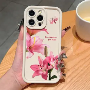 Antique Lily Floral Pattern Aesthetic Tpu Anti-Drop Phone Protector Case for iPhone 6/7/8/x/XS/XR/XS Max/11/12/13/14/15/16/17 Pro Max, Perfect Gift for Women
