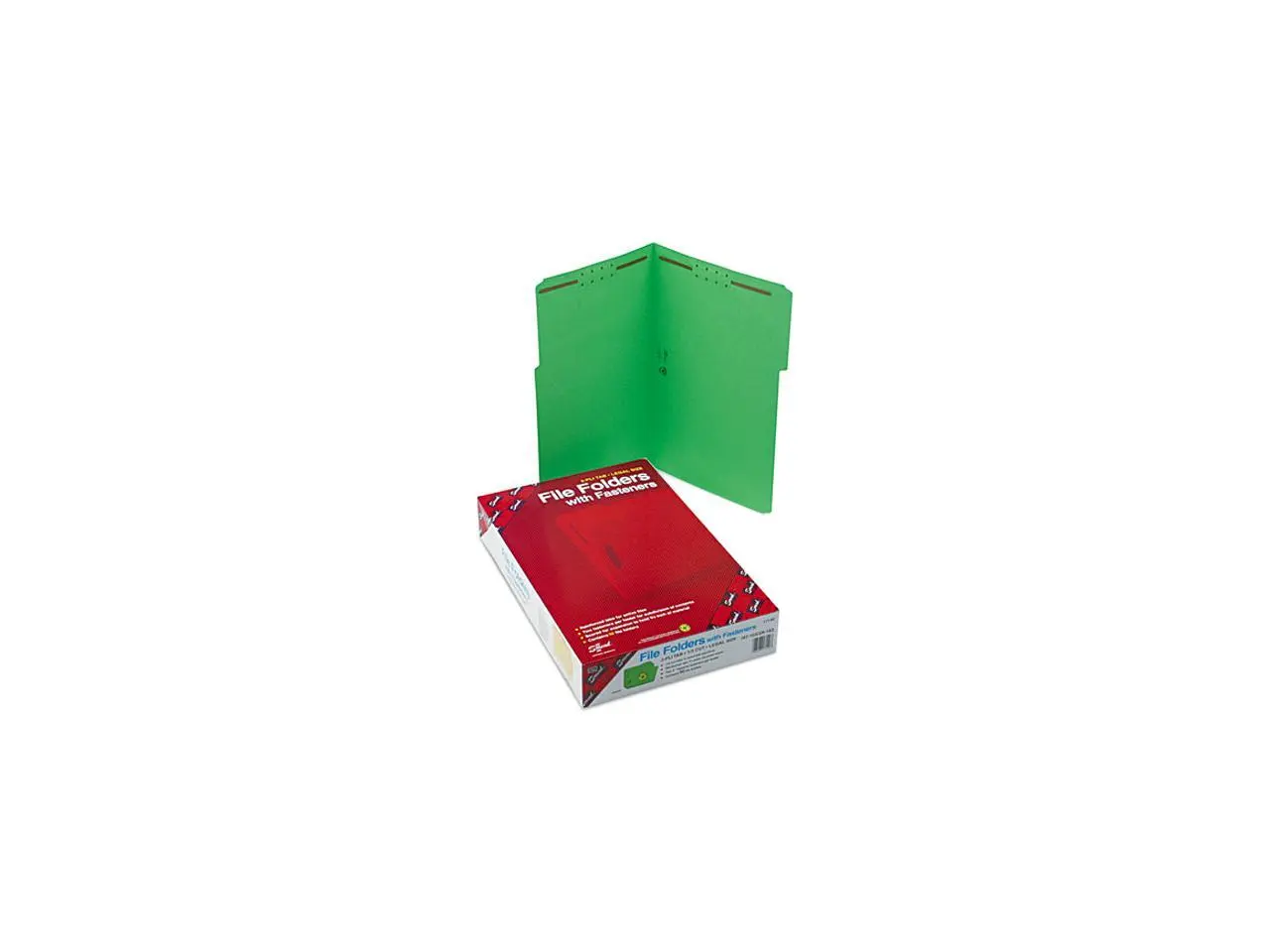 Smead 17140 Folders, Two Fasteners, 1/3 Cut Assorted Top Tab, Legal, Green, 50/Box