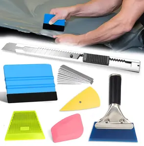 Arespark Vinyl Wrap Tool Set Kit Window Tinting Tool Include Felt Squeegee, Retractable 9mm Utility Knife and Blades,Pre to Cut Vinyl Squeegee Rubber Corner Squeegee for Car Wrapping,Wallpaper,DIY Craft,Graphic