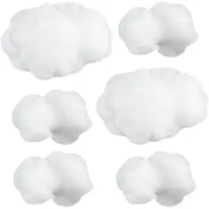 6 Pieces Artificial 3D Cloud Shape Hanging Decorations Imitation Cloud Props DIY Decorative Hanging Ornament for Room Wedding Party Stage Show Decor, Small and Medium Size