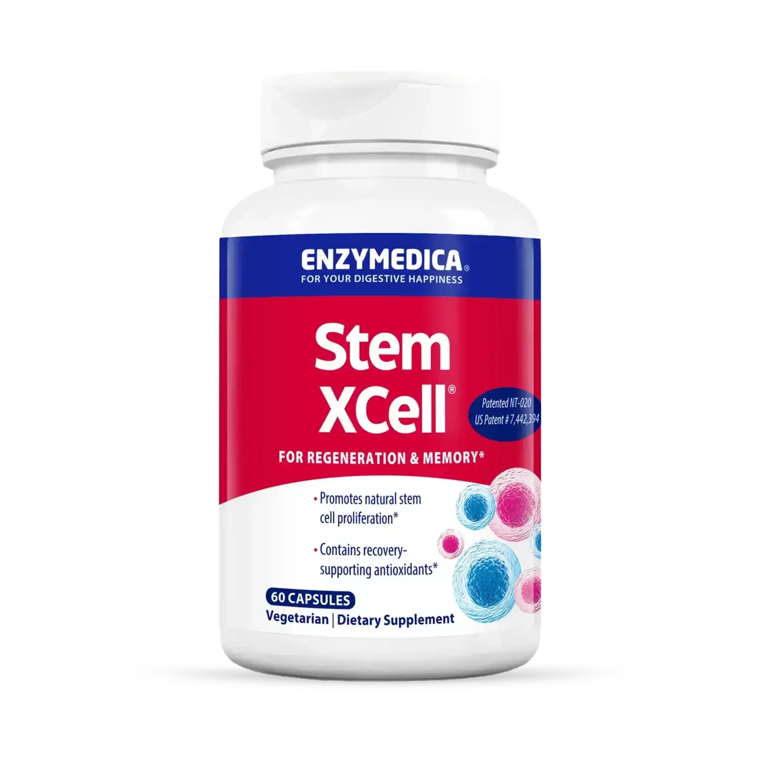 Enzymedica Stem XCell - Stem Cell Support Supplement for Women & Men, NT-020 Antioxidant & Botanical Enzyme Blends with Vitamin D3, Brain & Cellular Health Support, Gluten Free - 60 Caps