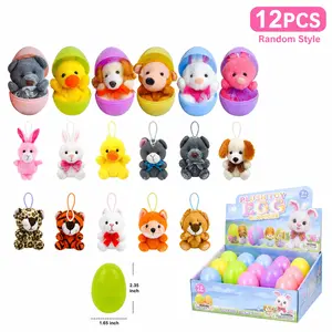 Prefilled Surprise Eggs Set - 12 Pcs 2.35in Colorful Plush Animals, 12 Pcs 2.35in Stress Relief Toys, Non-Toxic Safe Materials, Easter Basket Fillers for 6-8 Years Kids, Egg Hunt Game Party Favors