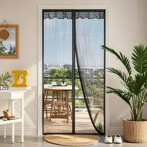 Heavy-duty magnetic door screen - Door Mounted, Self-sealing, no-mesh design, pet and child-friendly, magnet strip installation, durable nylon material, bohemian style, mosquito barrier door