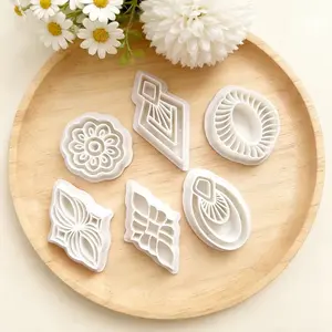 6-piece Bohemian geometric floral-shaped polymer clay cutter, DIY handcrafted jewelry making mold, high-precision craftsmanship materials, creating unique retro style art, ideal choice for enthusiasts and artisans, reusable mold, embossed mold, clay mold