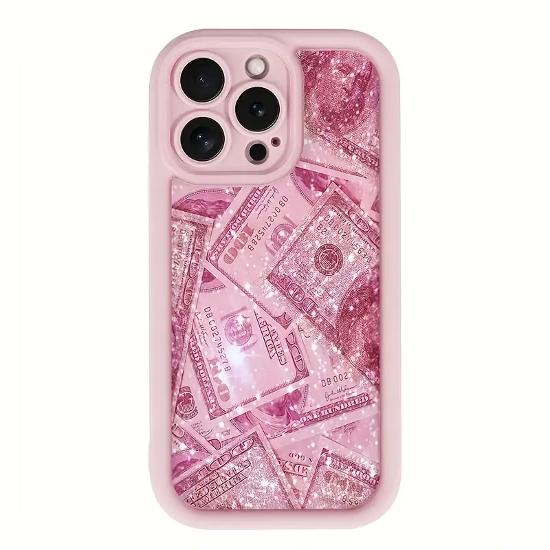 [Shockproof Case] Pink Shockproof Phone Case |       Made of TPU Material Featuring a Banknote Design for Apple iPhone 17 Pro Max Plus Air/16/15/14/13/12/11/XS/XR/X/7/8/Mini/Plus/Pro/Max SE 2020/2022 Gifts