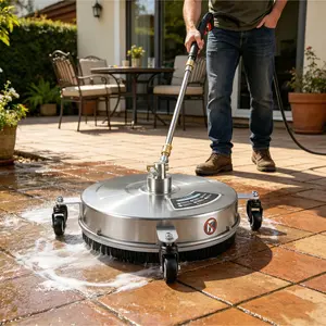 Heavy Duty 18" Stainless Steel Pressure Washer Surface Cleaner with 4 Wheels – Efficient Power Washer Attachment for Patio, Sidewalk, Deck & Driveway – Outdoor Floor Cleaning Tool