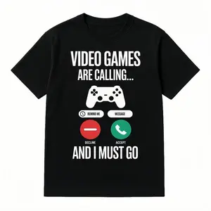 Video Games Are Calling Tee Funny Gaming Controller Shirt Unisex Cotton Gift for Men and Women Crew Neck Short Sleeve Casual Wear