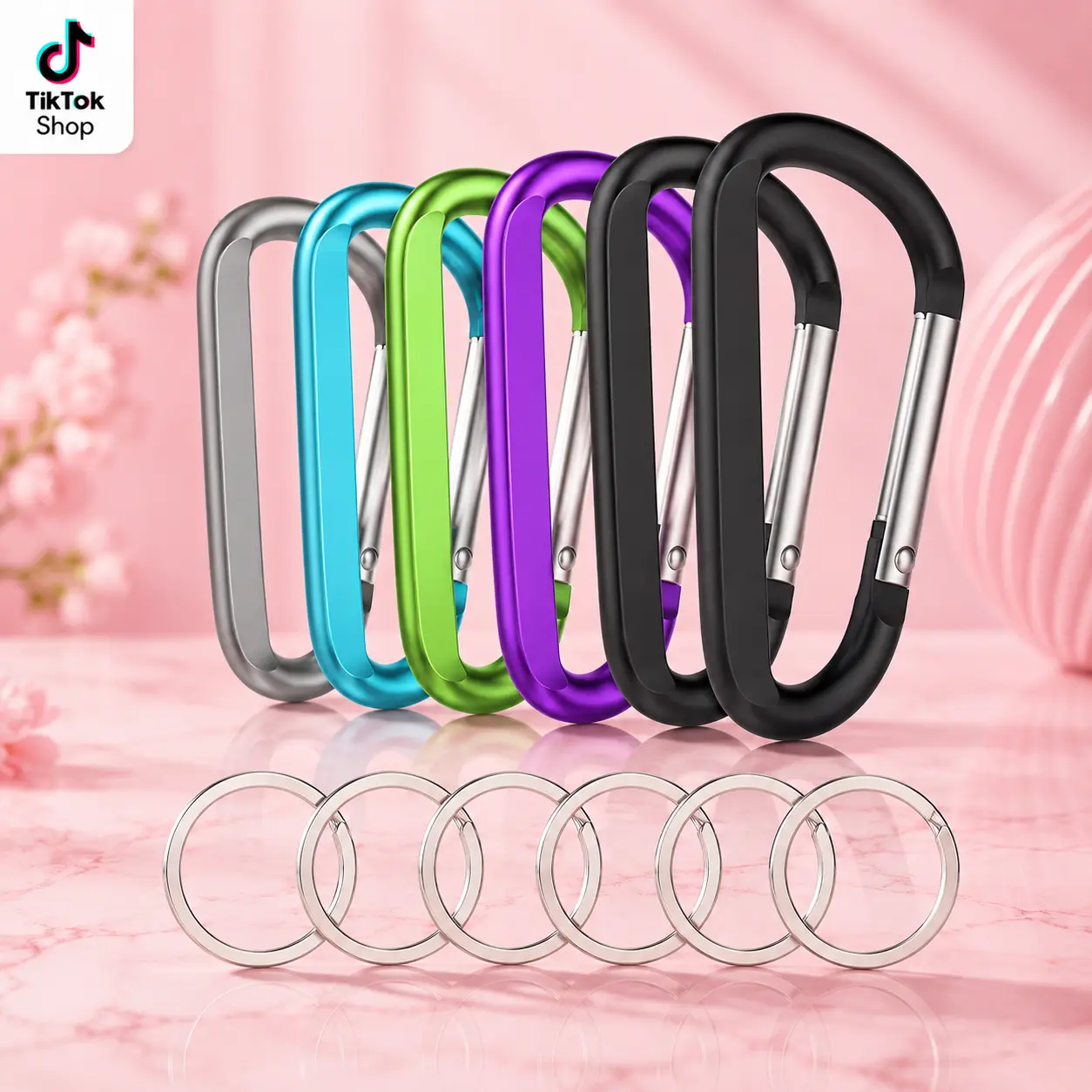 Carabiner Clip 3 Inch - Large Aluminum D Ring Carabiner with Keyring Keychain Hook, Heavy Duty for Hiking, Camping & Outdoor Use, Aluminum Alloy Carabiner, Backpacks