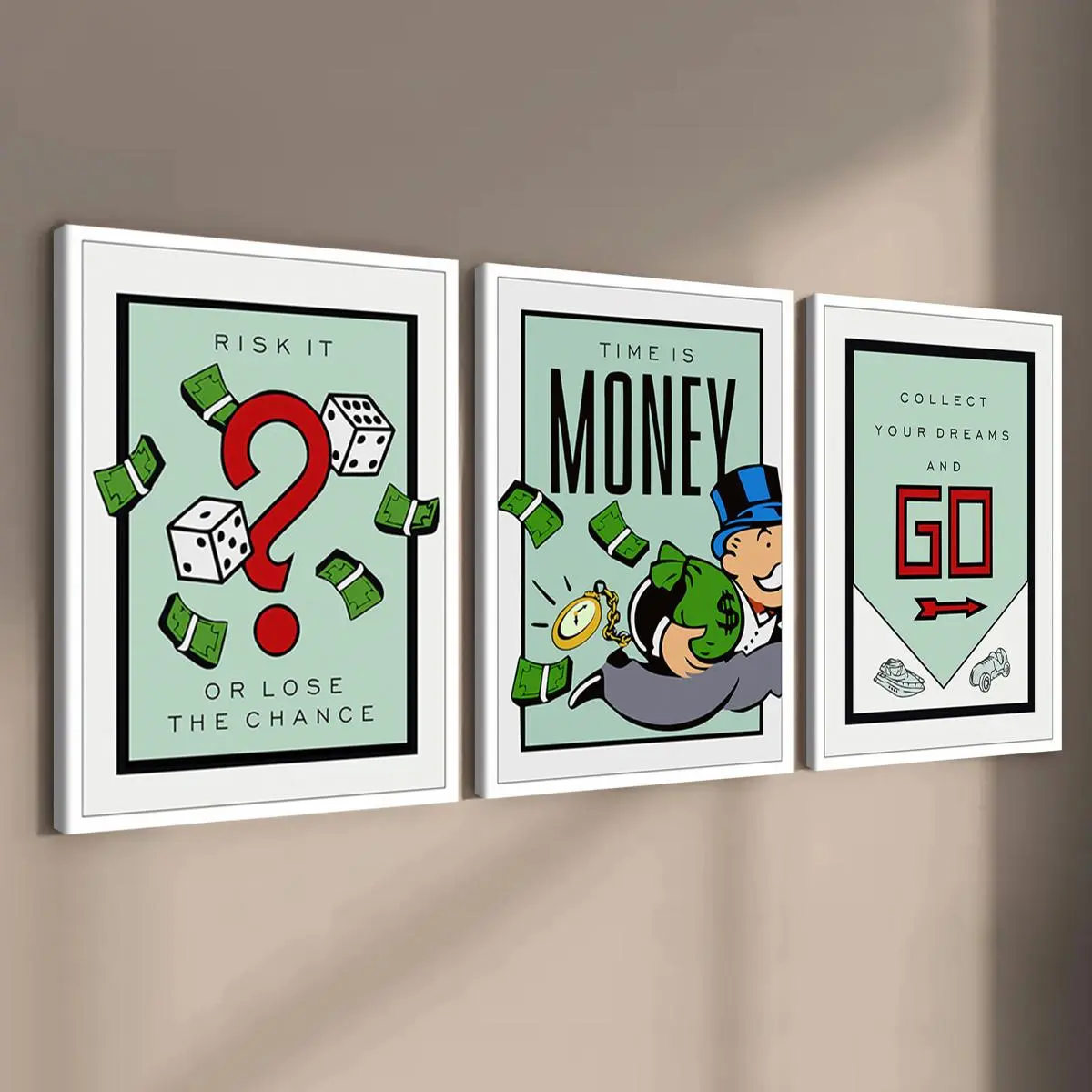 Wooden Framed Canvas Painting, Wealth-related Philosophical Fun Poster, Corridor Mural, Apartment Dormitory Poster, Decor, Wall Art For Wall Decor, Wall Art Decoration, Decorative Artwork