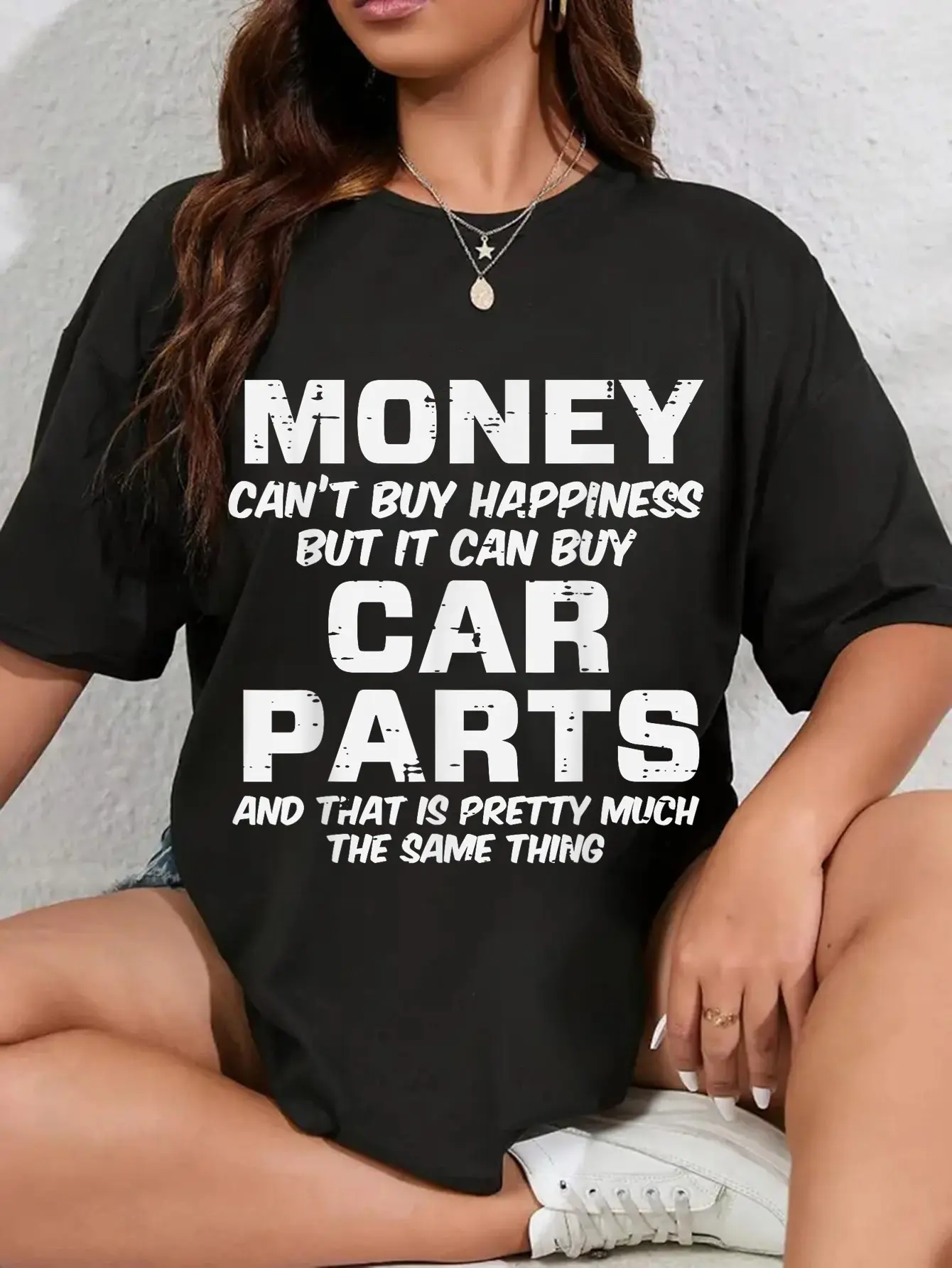 100% Cotton Money Cant Buy Happiness Car Parts Funny Auto Mechanic Men T-Shirt