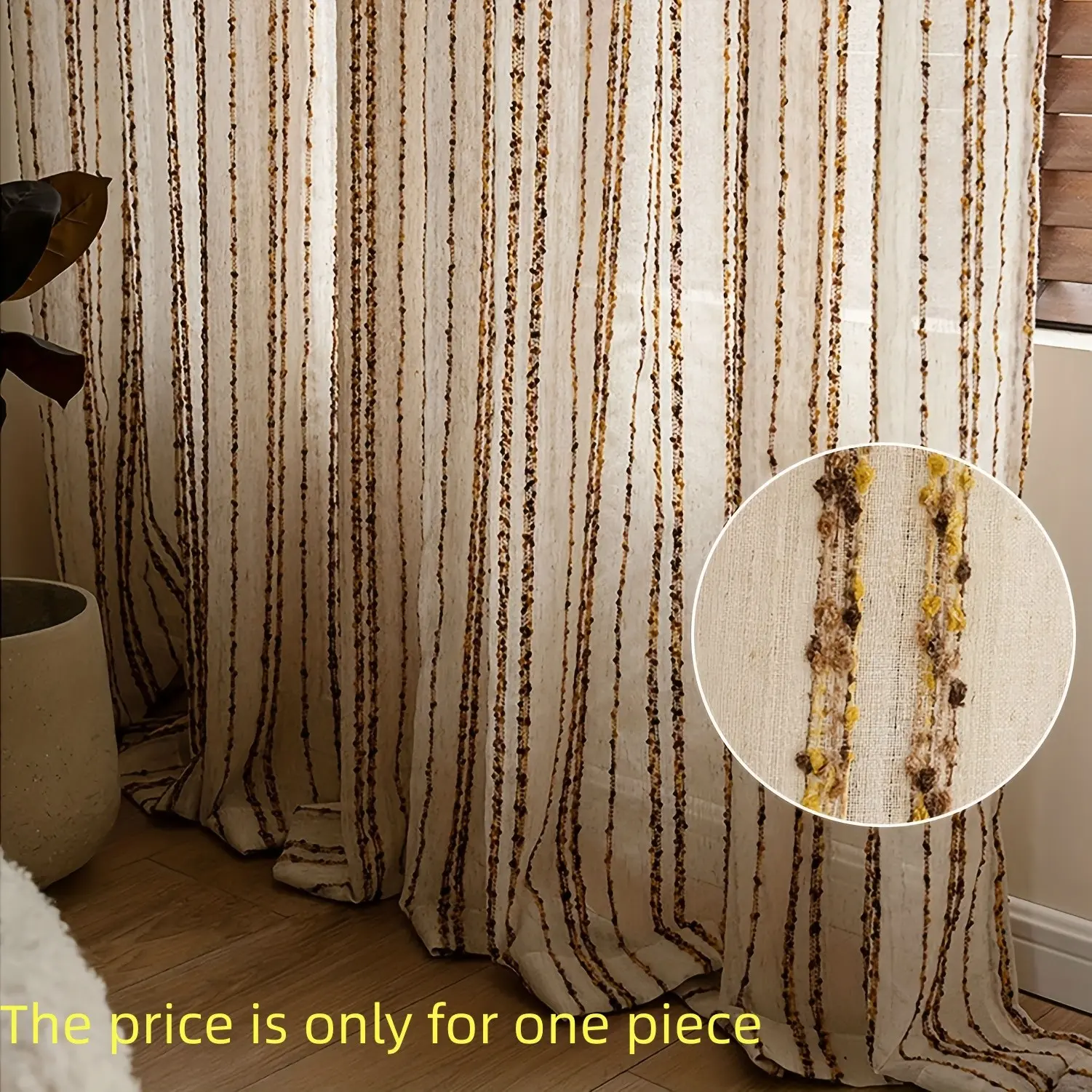 1PC Modern Multicolor Striped Sheer Curtain, 1pc, Suitable for Living Room, Kitchen, Balcony, Home Decor, Coffee Shop, Light Blocking