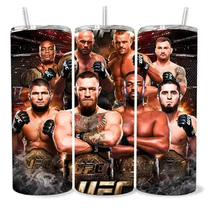 UFC 20 oz Tumbler - BPA Free, stainless steel, Leak proof, durable, with clear lid