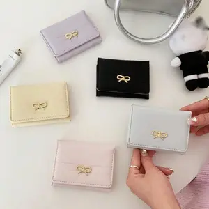 Women's 2026 New Vintage Rhinestone Bow Wallet, Lightweight PU Leather Mini Flap Purse, Multi-Color Card Holder with Multiple Card Slots, Fashion Cash Organizer for Daily Casual Use