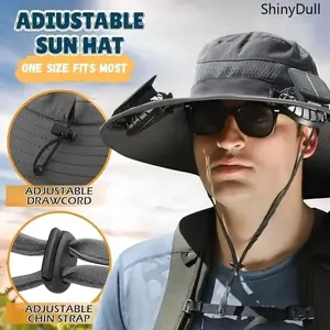 Wide Brim Sun Hat with Dual Solar Fans - UPF50+ USB Rechargeable Outdoor Hat
